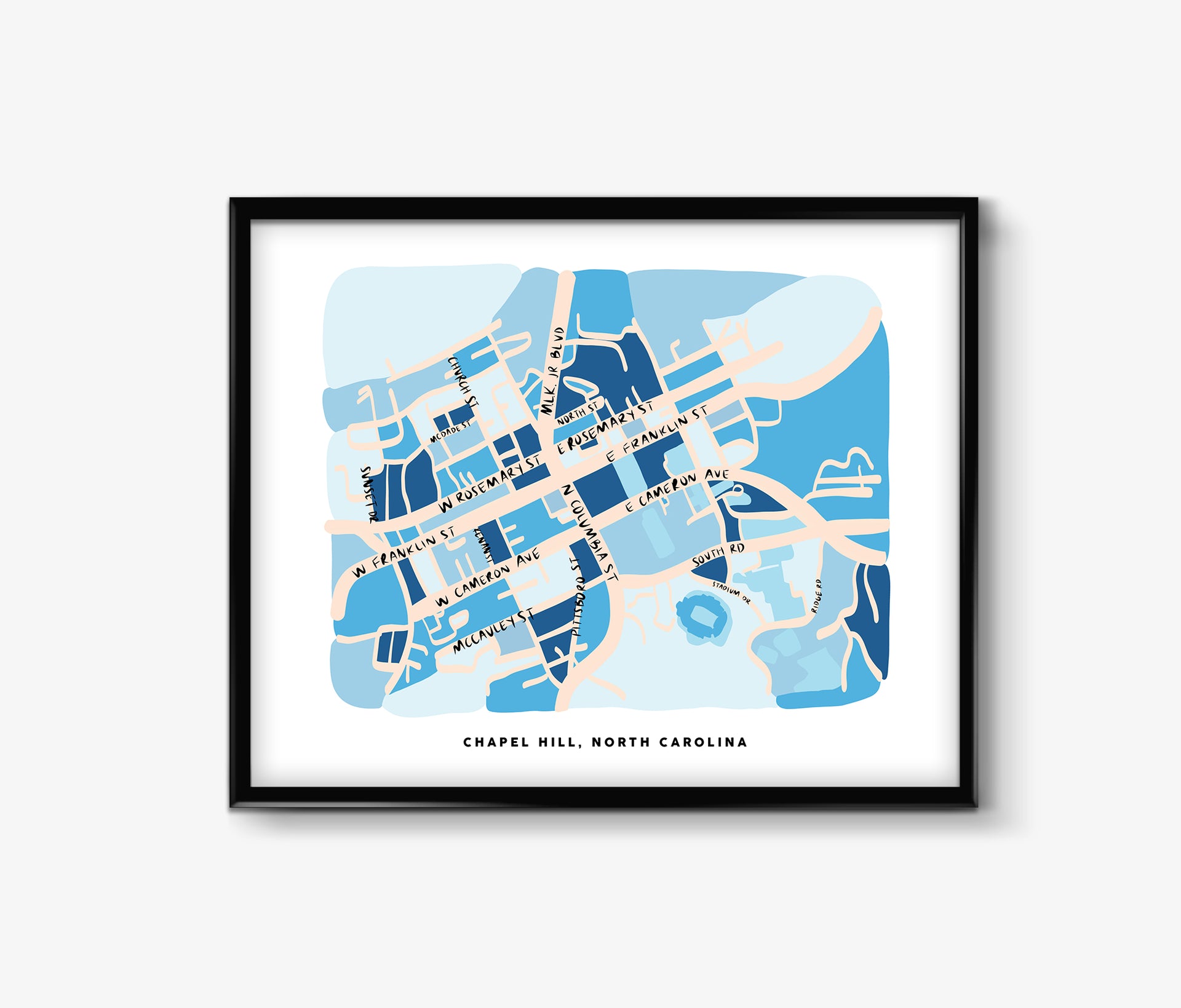 Chapel Hill Map Art Print