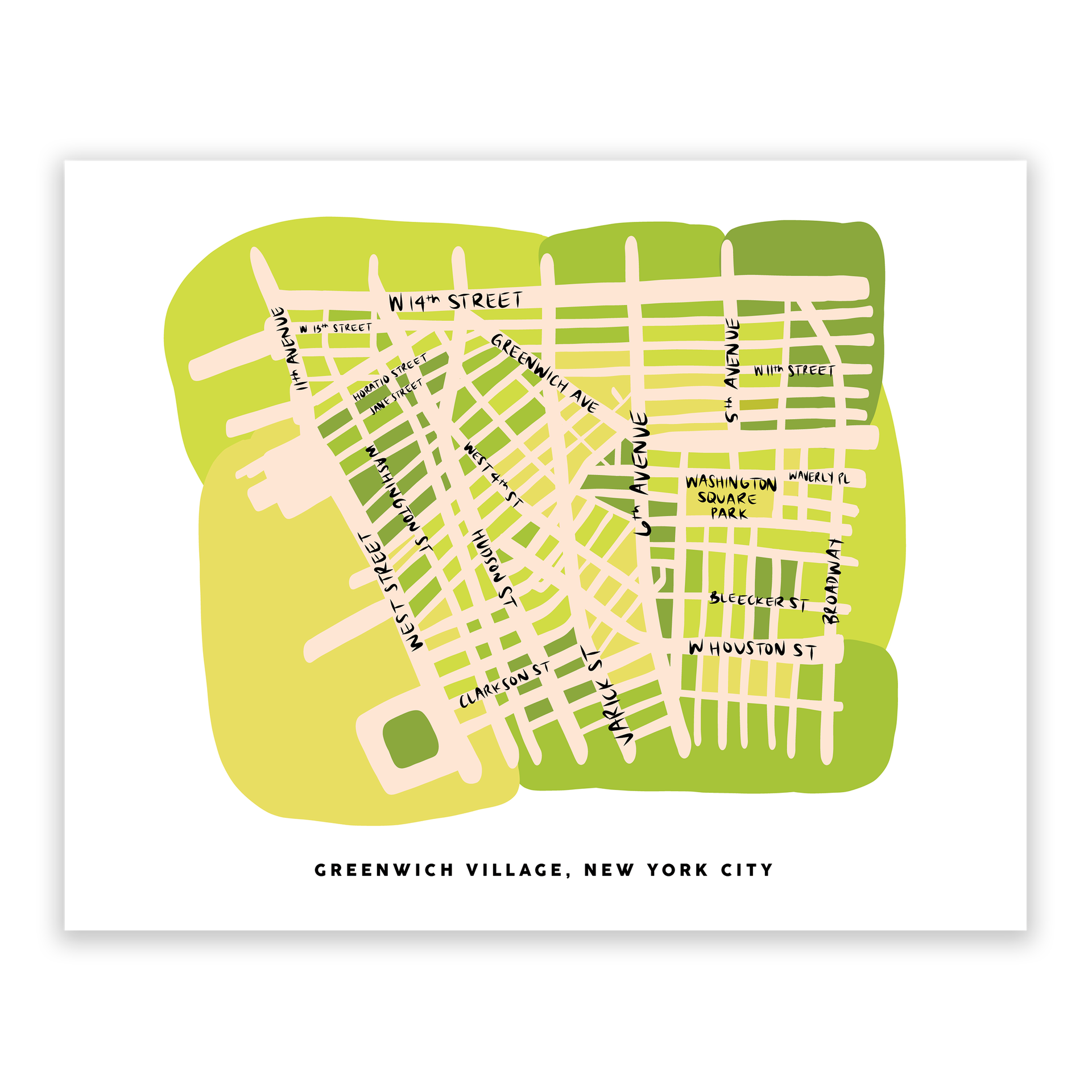 Greenwich Village Map Art Print