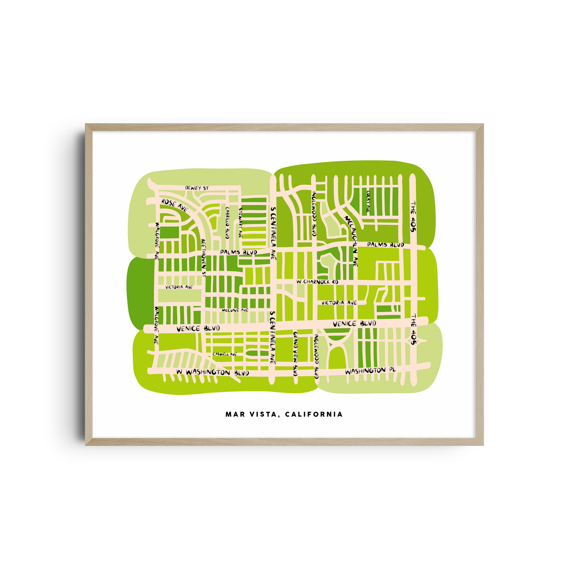 Mar Vista Los Angeles California Map Art Print
