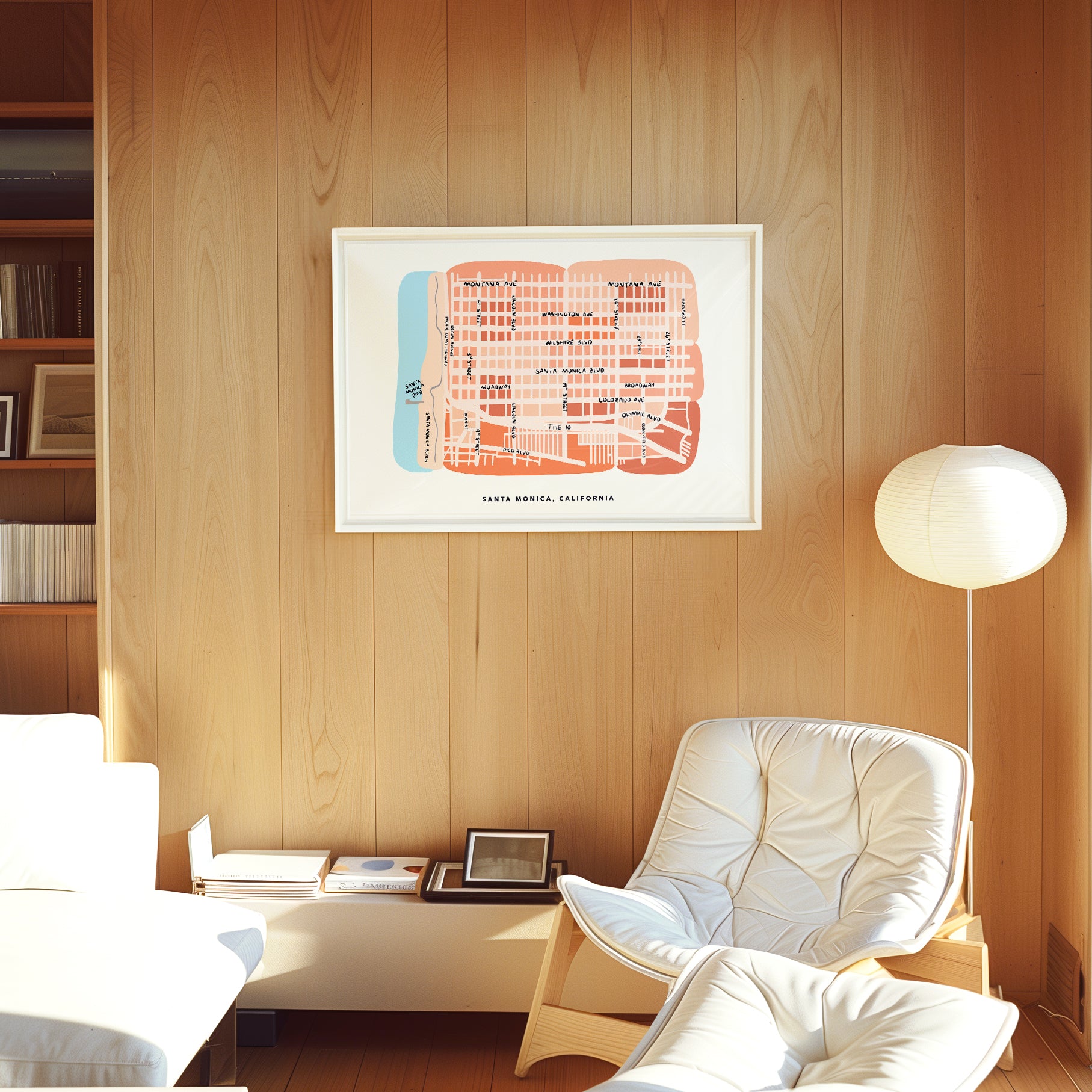 Santa Monica Los Angeles California Map Art Print