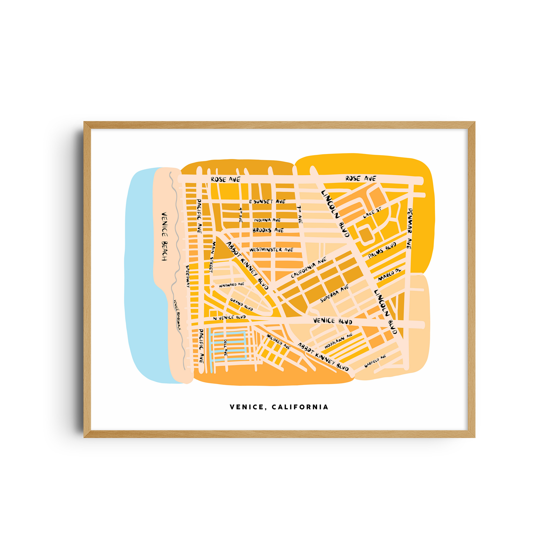 Venice Los Angeles California Map Art Print