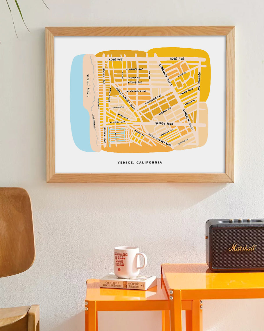 Venice Los Angeles California Map Art Print