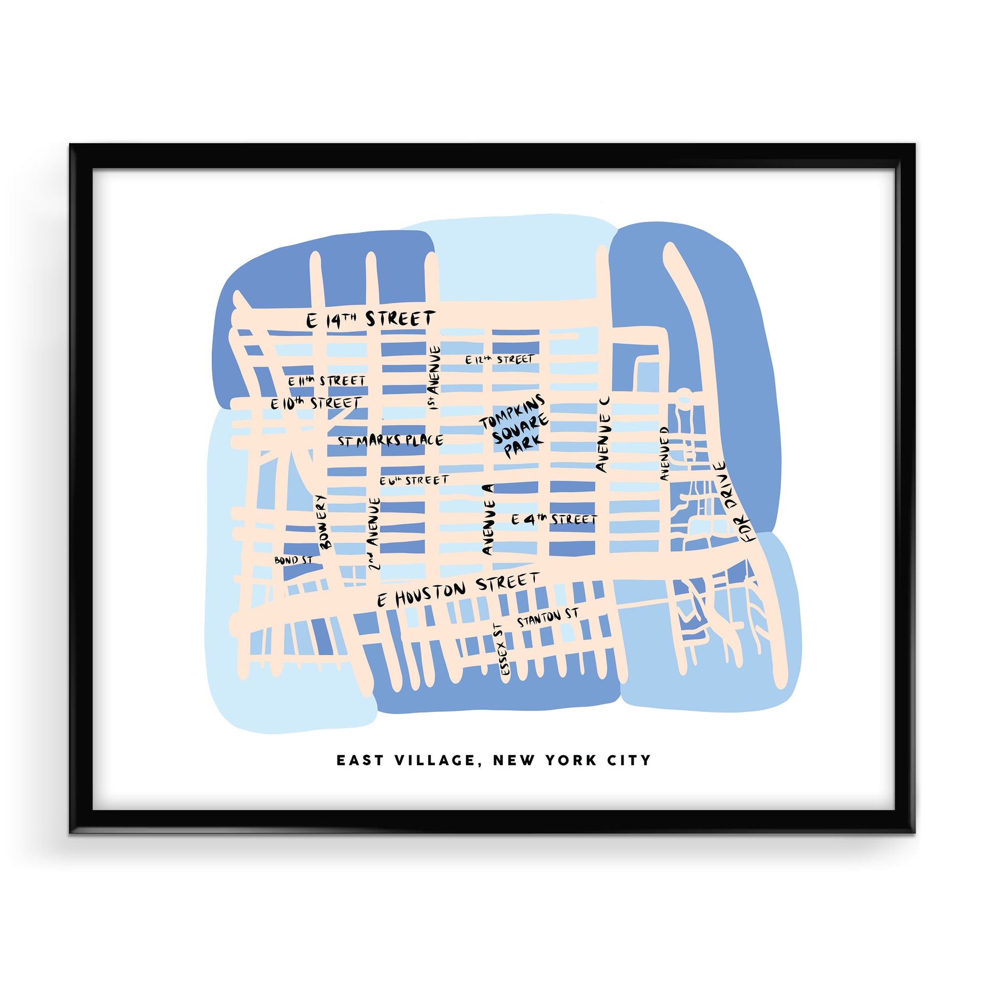 East Village Map Art Print