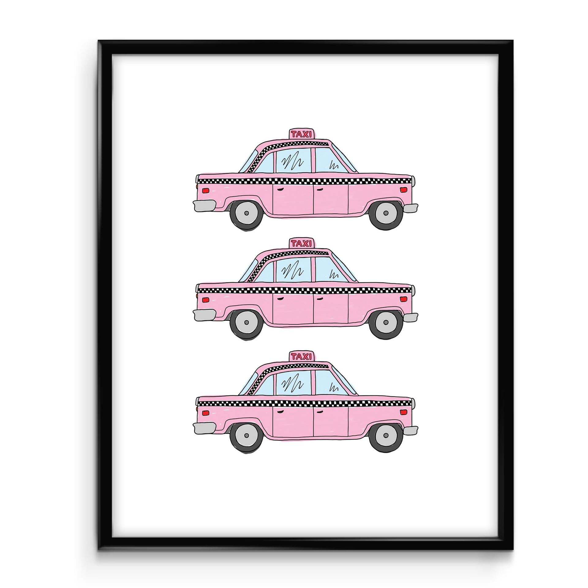 Pink Taxis Art Print