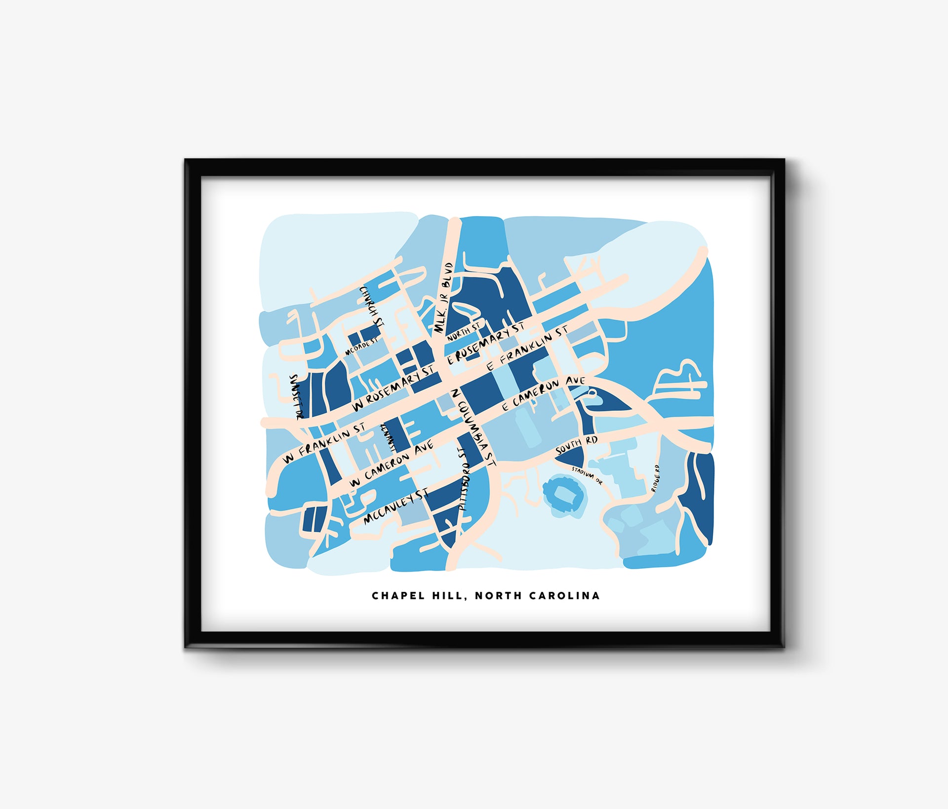 Chapel Hill Map Art Print