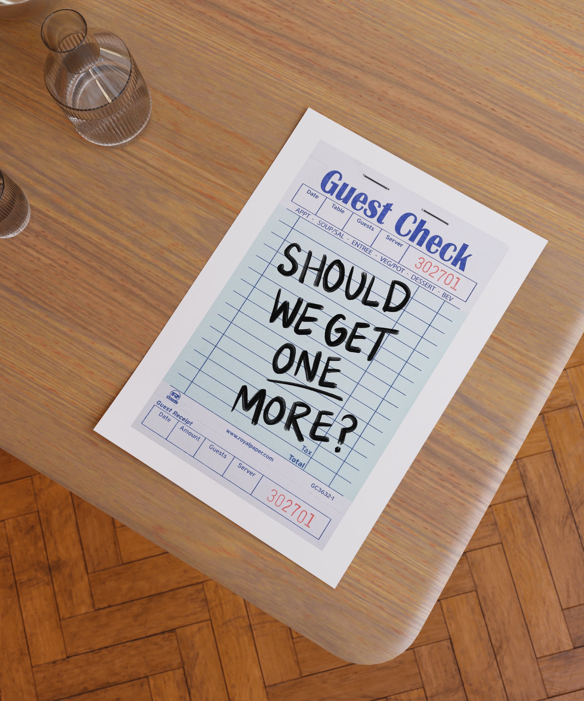 Guest Check One More Drink Art Print