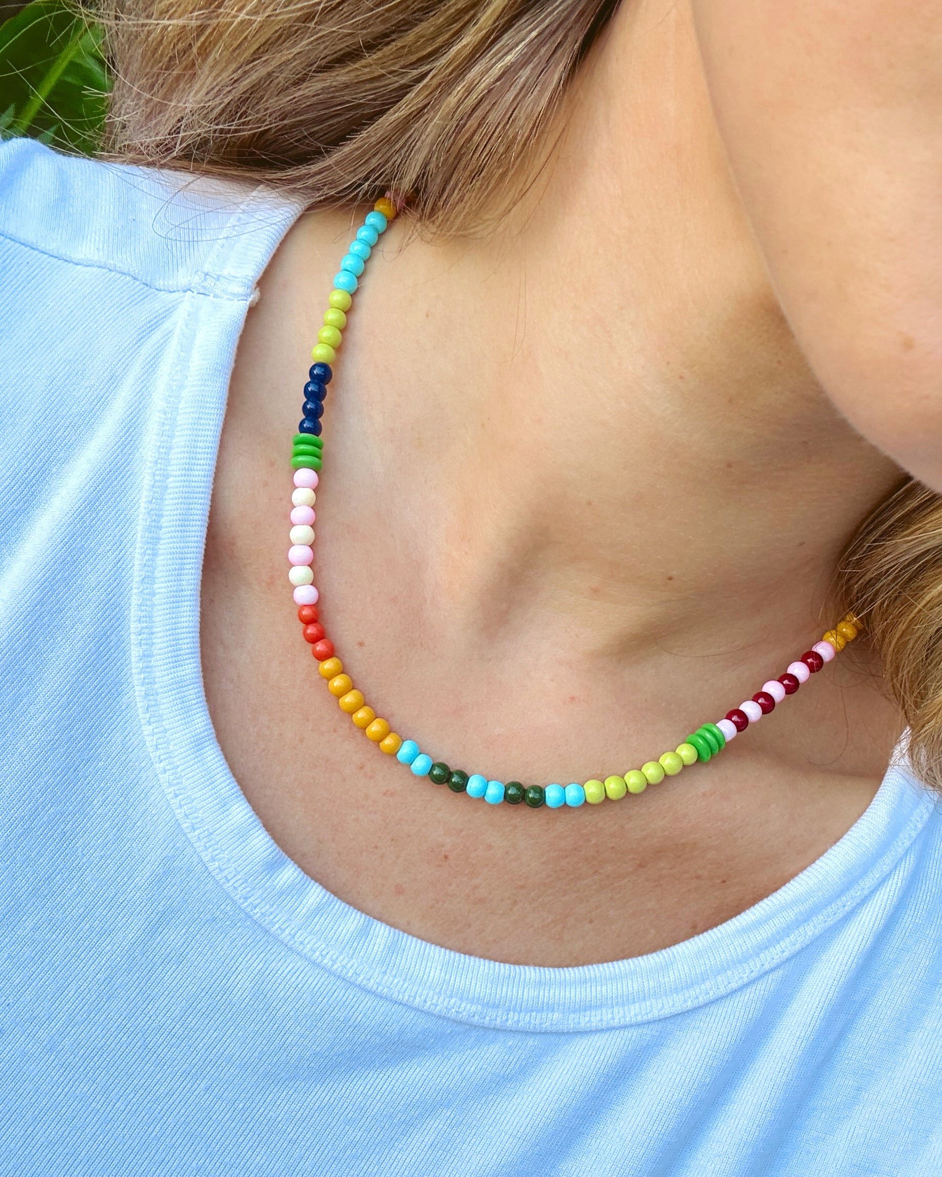 Mulitcolor Stripes Beaded Necklace